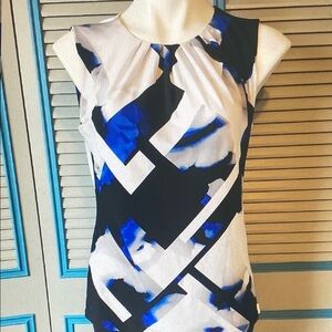 Calvin Klein Black, Blue and White Geometric Sleeveless Tank